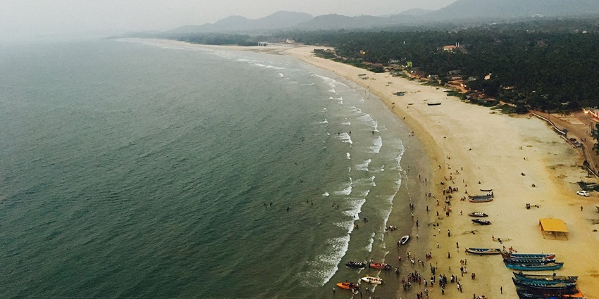 The golden dunes and placid blue seas of Manki Beach in Murudeshwar are quiet and serene