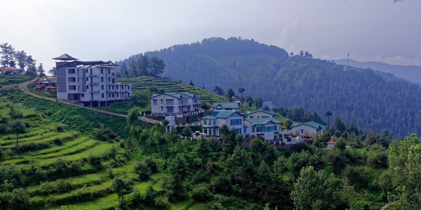 Image of Mashobra hill station view from top of the hill and misty weather