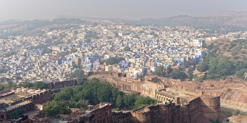 Image of Mehrangarh Fort offers stunning views of Jodhpur's blue houses and landscape