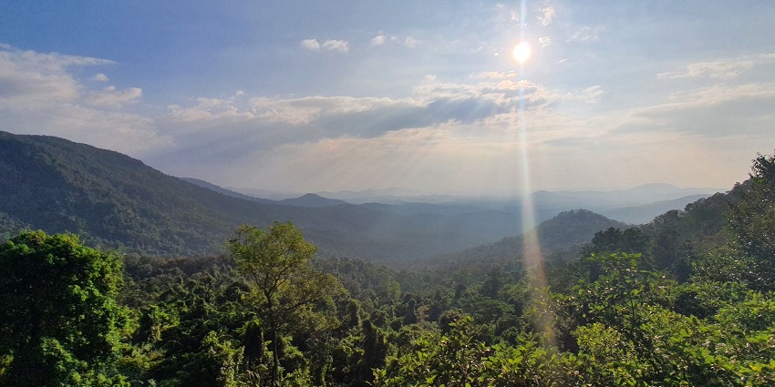 Clear sunset view form the Mollem National Park and the lush green jungle of Goa
