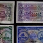 The real currency of Maldives kept at the museum during different points of time.