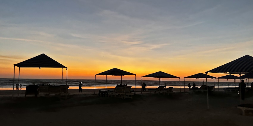A glimpse of the scenic Morjim Beach, one of the famous places to visit in Goa at night.