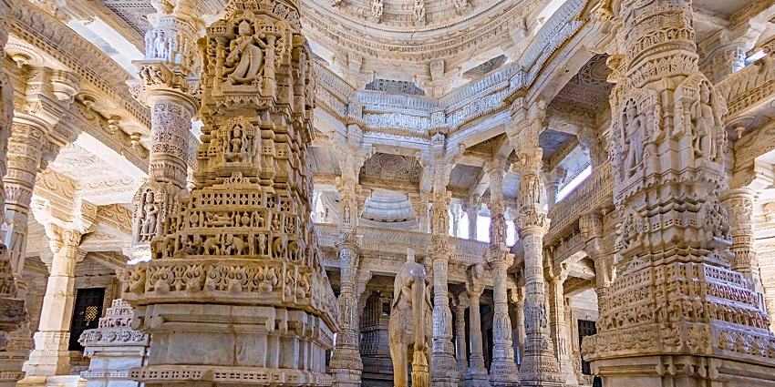 Muchhal Mahavir Temple showcases Lord Mahavir with a moustache in Aravalli Hills.