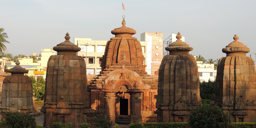View of astounding ancient architecture of a holy shrine with the clear sky as a backdrop.