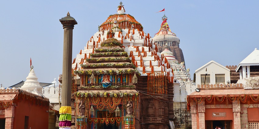 A glimpse of the Mundeshwari spiritual tourist attraction in white and red colours.