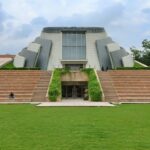 A stunning view of the prime minister museum with stunning architecture during the day.