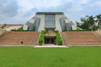 A stunning view of the prime minister museum with stunning architecture during the day.