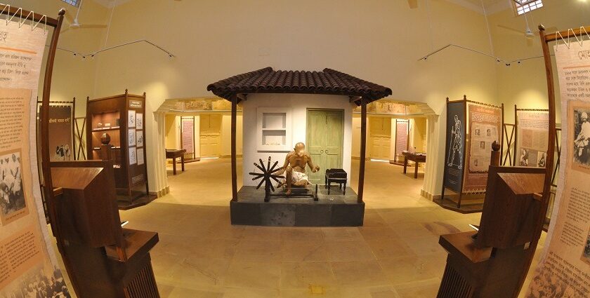 The inside facade of Sabarmati Museum, one of the major museums in Ahmedabad.