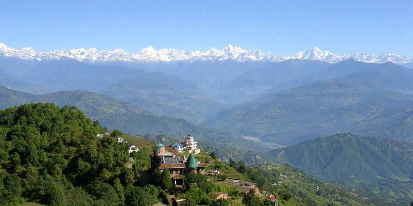 Nagarkot, a scenic skydiving spot in Nepal with panoramic views of the Kathmandu Valley.