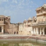 A glimpse of the quaint tourist attraction attraction of Rajasthan with a stepwell.