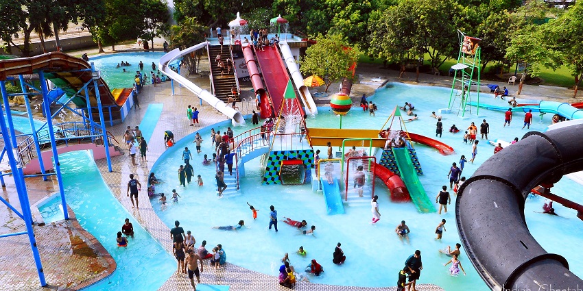 Snapshot of the beautiful water park and the water rides in the Nagesh Eco Ventures in Goa