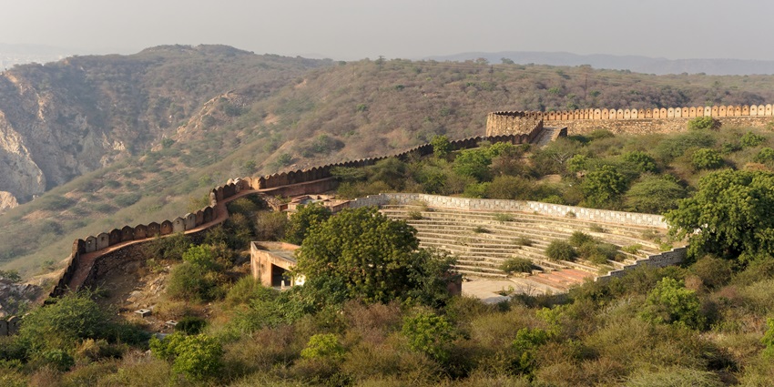 Nahargarh Fort in Jaipur, featuring its historic architecture and panoramic views of the city.