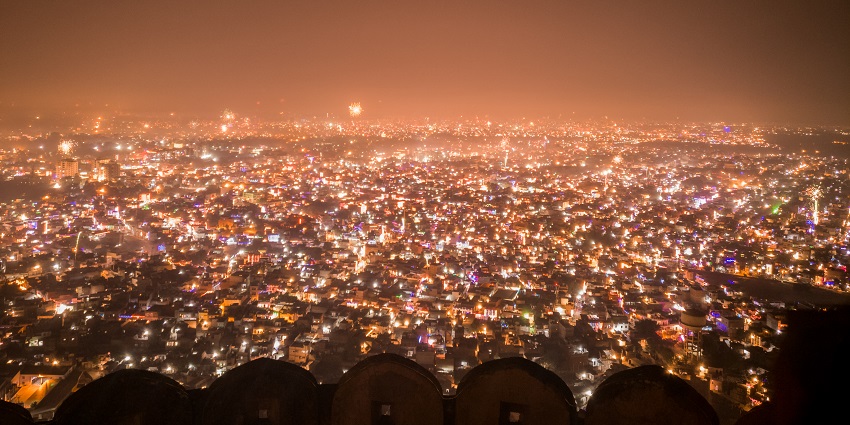 Nahargarh Fort, one of the best places to visit in Jaipur at night offering stunning views.