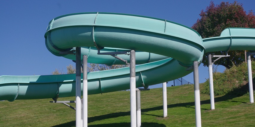 Exciting water slide at Nakhrali Dhani, offering fun and adventure for visitors.