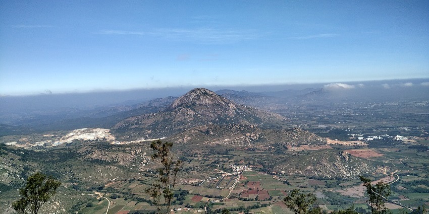 Distant view of Nandi hills, one of the hill stations near Bangalore for one day trip