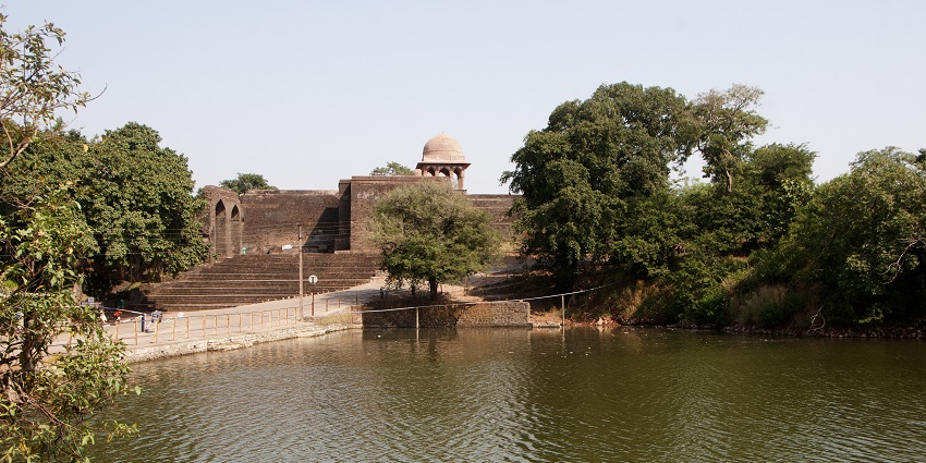 Narmada Kund, a sacred water body for rituals and ceremonies, especially for pilgrims.