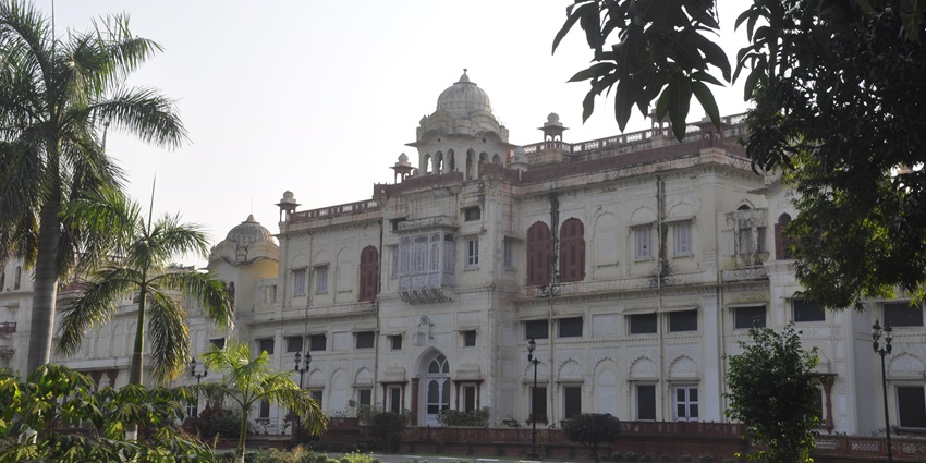 Aerial view of the National Institute of Sports complex at Old Moti Bagh Palace