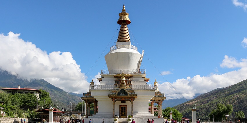 The National Memorial Chorten in Thimphu, a prominent religious monument in Bhutan.