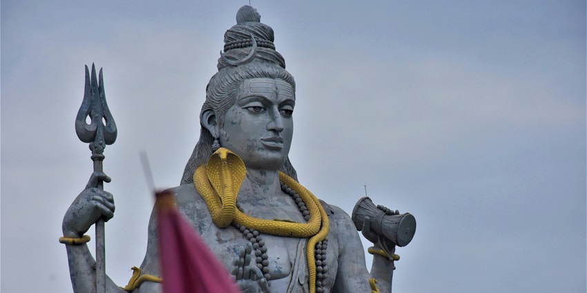 A glimpse of Shiva idol at the Navabrahma spiritual tourist attraction of the region.