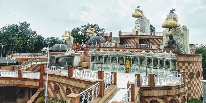 The intricate architecture of Navgrah Temple, symbolising the spiritual significance.