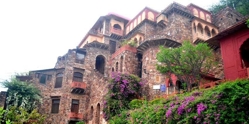A serene vista of the Neemrana Fort Palace, one of the top places to visit near Jaipur.