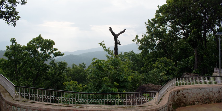 Scenic view of the Mangolia sunset point, encircled by lush greenery