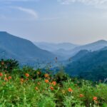 Image of beautiful Araku Valley sunset mountains forming viewpoints - night camping in Araku Valley