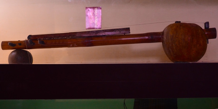 Tumba bina, a traditional musical instrument from Odisha made of a pumpkin, shot in Odisha state museum.