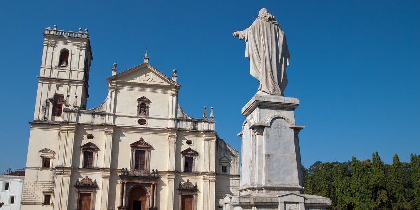 The quaint Se Cathedral in Old Goa, one of the famous places to visit in Goa in August.