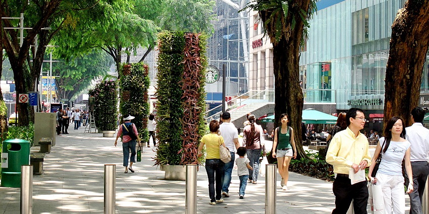 Decorative flower zone on Orchard Road, adding a festive touch to couples’ special day.