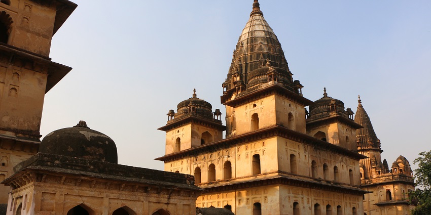 A view of The Exquisite cenotaphs, one of the popular places to visit in Orchha, dedicated to the Bundela kings.