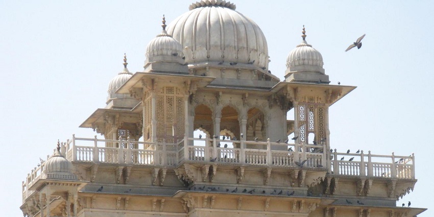 View of the arched windows of Brij Vilas Palace Government Museum