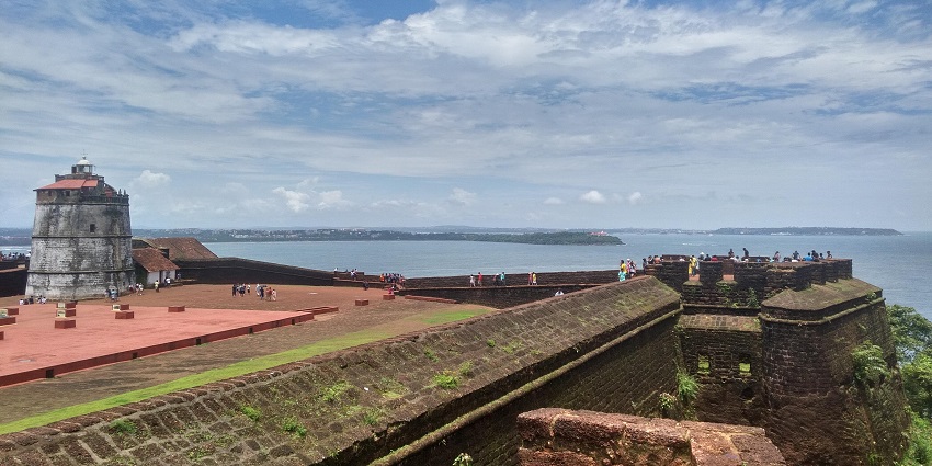 Picturesque view from the fort roof with the clear blue sky in the background