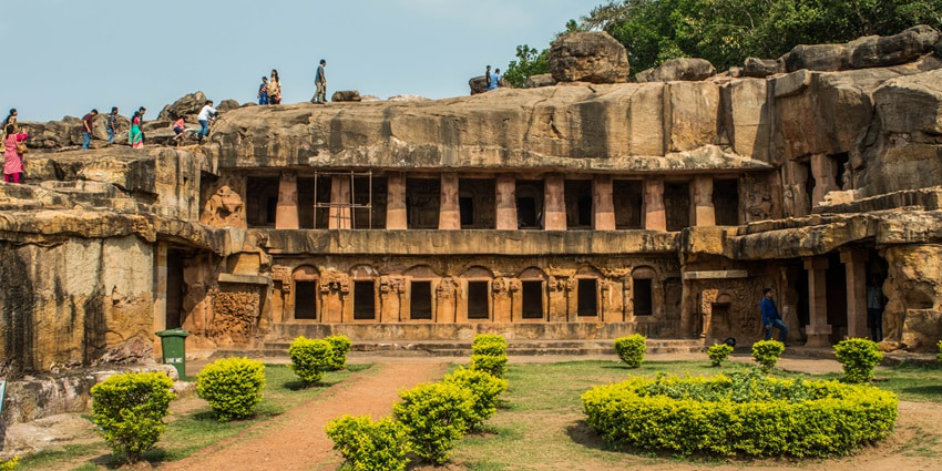 A scenic view of Udayagiri and Khandagiri Caves on the outskirts of Bhubaneswar