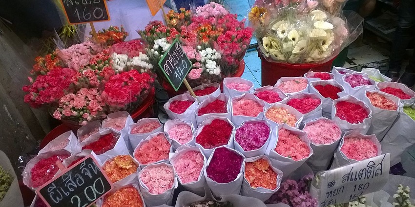 Pak Khlong Talat is a flower market selling exotic and fresh flowers in Thailand.