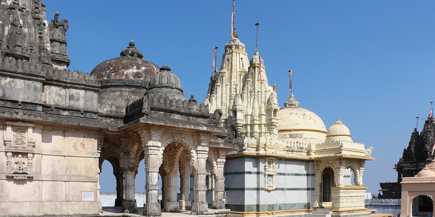 The Jain Temples in Gujarat feature intricate carvings.