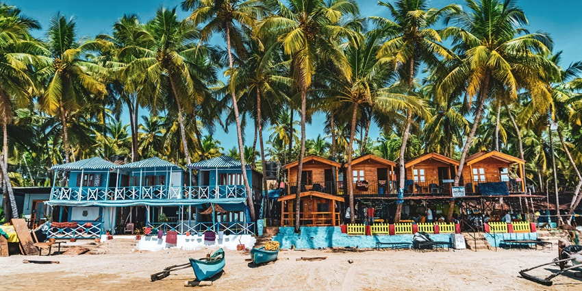 Situated in South Goa, Palolem Beach is known for its picturesque shape and tranquillity.
