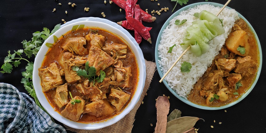A glimpse of the famous dish Panasa Pottu Koora, a tasty dish made up of jackfruit.