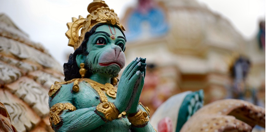Pandupol Hanuman Temple, a significant spiritual retreat within the Sariska Reserve near Neemrana.