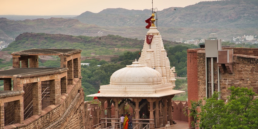 Chamunda mata temple atop Mehrangarh fort in Jodhpur a scenic place to see near Alwar,