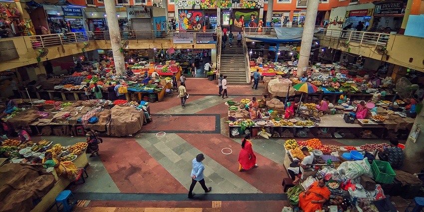 Aerial view of Panjim market shopping in Goa, shopping for your groceries and more one can do from this market.
