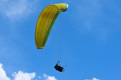 Paragliding near Udaipur offers breathtaking views of lakes, palaces, and hills.