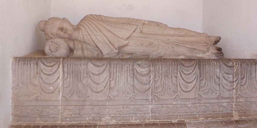 The Sleeping Buddha in Parinirvana at Peace Pagoda in Dhauligiri, Bhubaneswar.