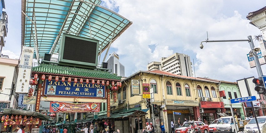 Busy Petaling Street in Kuala Lumpur, one of the places for shopping in Malaysia.