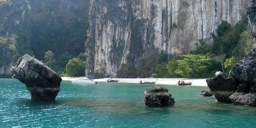 Image of Emerald tropical lagoon in Phang Nga Bay - near bungee jumping Thailand Phuket