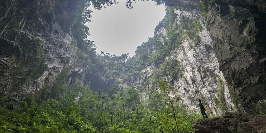 Mountain range in Phong Nha - Ke Bang National Park covered with green trees