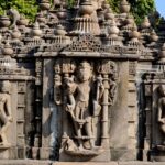 Scenic image of the historic jain temple with carving of gods on the walls a perfect picnic spot in Ahmedabad