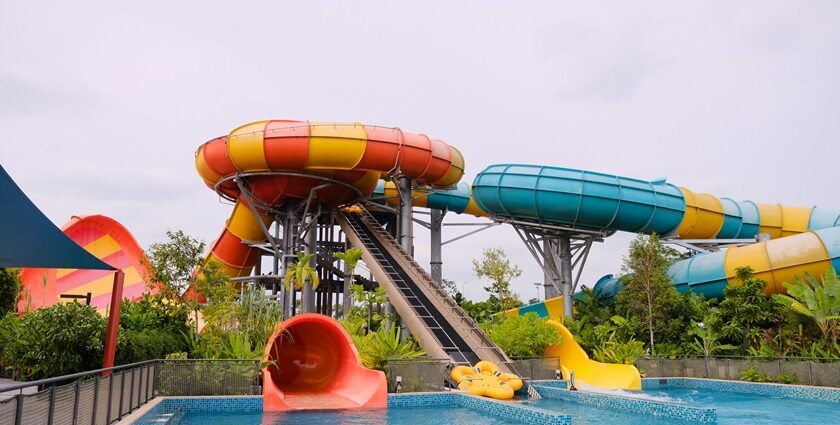 Feel the rush on the exhilarating water slide at Pink Pearl, a premier spot for water park.