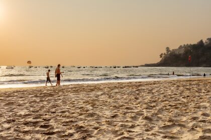 Beach in Goa with an island visible in the background