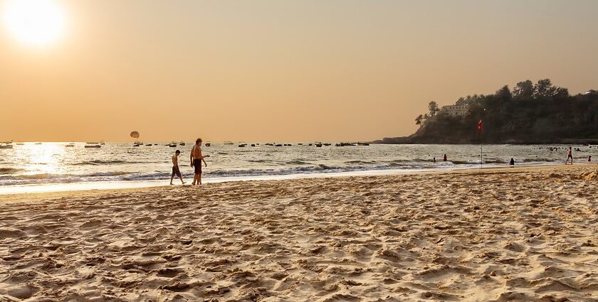 Beach in Goa with an island visible in the background